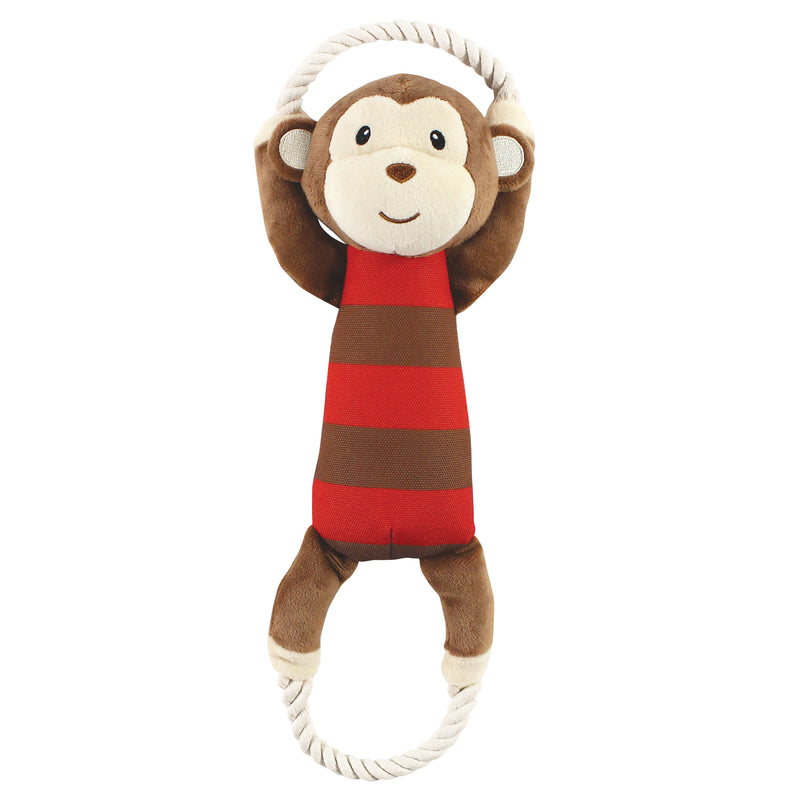 Luvable Friends Squeaky Plush Dog Toy with Rope, Monkey