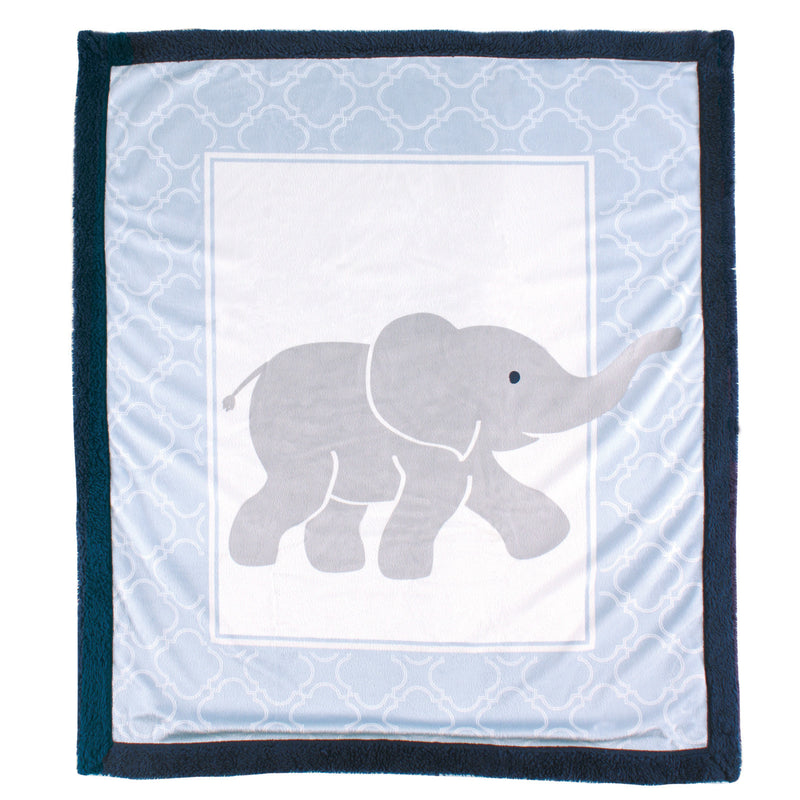 Luvable Friends Plush Blanket with Sherpa Back, Elephant