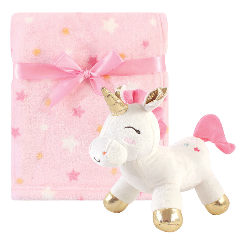 Luvable Friends Unicorn Themed Baby Bedding Set, Unicorn Blanket And Toy