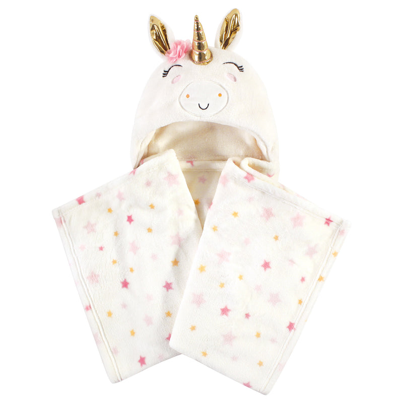 Luvable Friends Unicorn Themed Baby Bedding Set, Unicorn Hooded Blanket