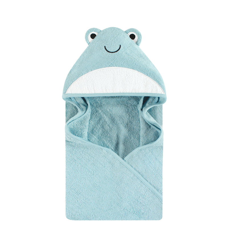 Hudson Baby Cotton Animal Face Hooded Towel, Cool Frog
