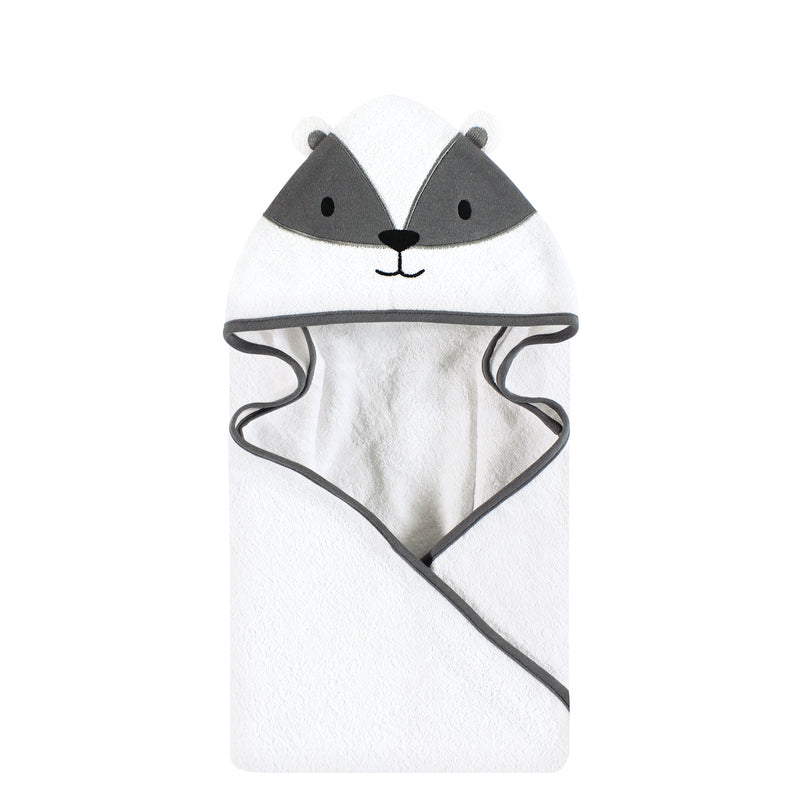 Hudson Baby Cotton Animal Face Hooded Towel, Badger