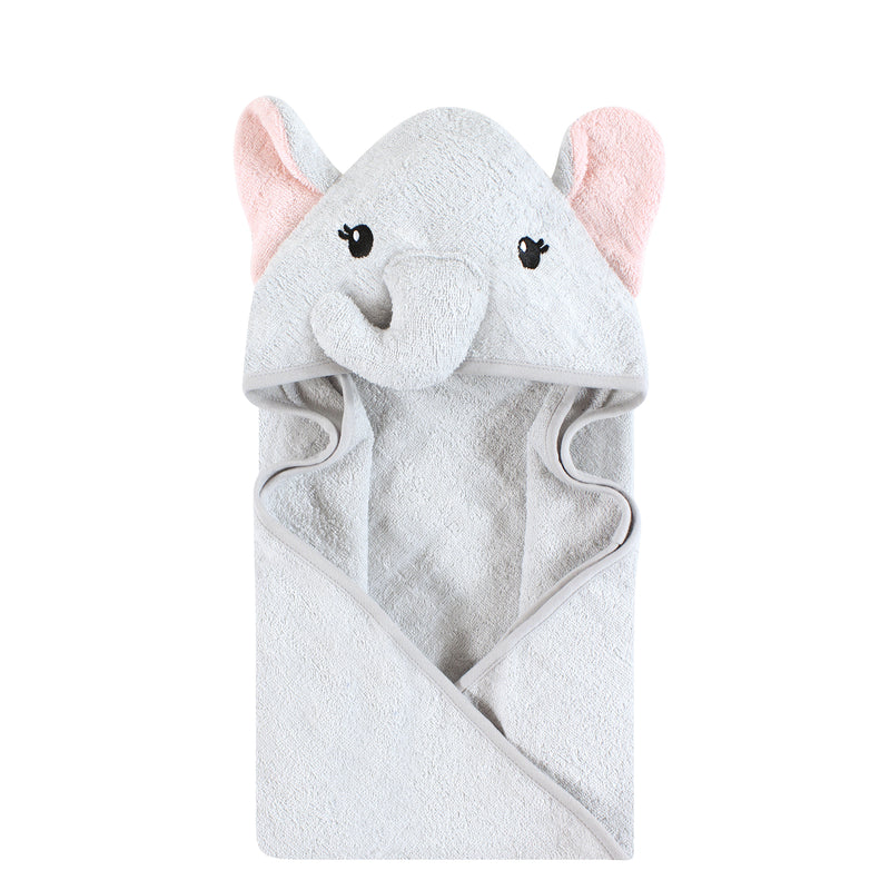Hudson Baby Cotton Animal Face Hooded Towel, Dreamy Elephant Girl