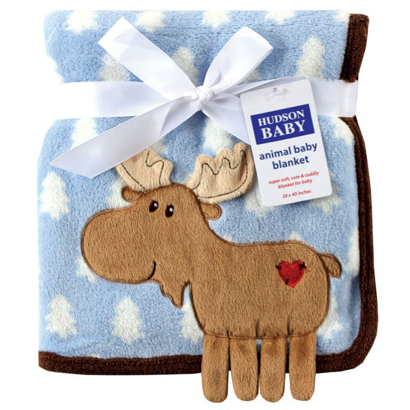 Hudson Baby Plush Blanket, Blue Deer