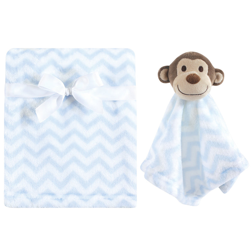 Hudson Baby Plush Blanket with Security Blanket, Blue