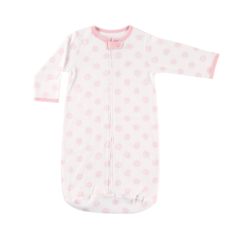Hudson Baby Cotton Long-Sleeve Wearable Sleeping Bag, Sack, Blanket, Pink Scroll 1-Pack