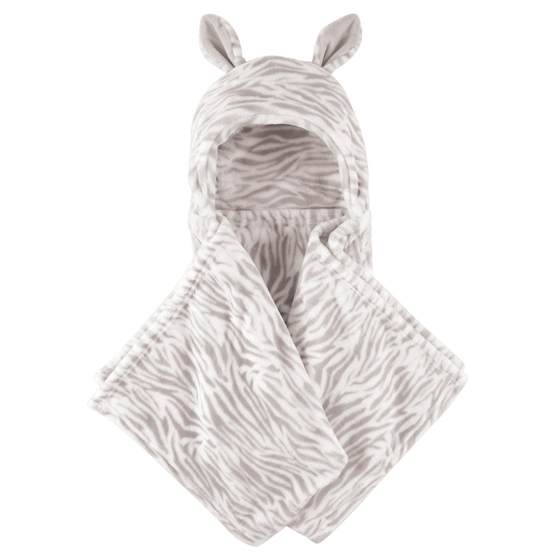 Hudson Baby Hooded Animal Face Plush Blanket, Zebra