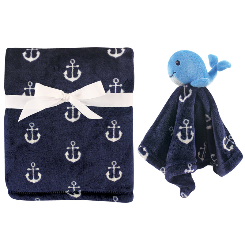 Hudson Baby Plush Blanket with Security Blanket, Whale