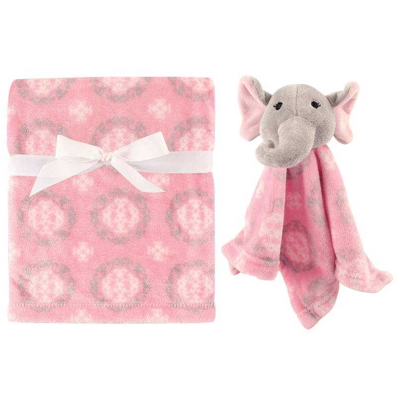 Hudson Baby Plush Blanket with Security Blanket, Girl Elephant