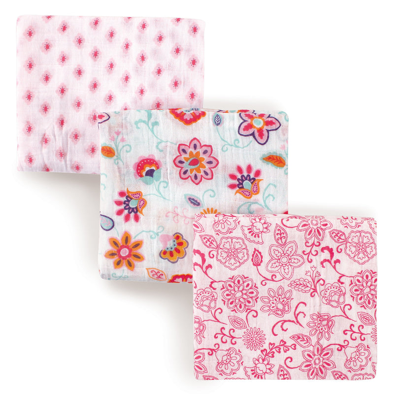 Hudson Baby Cotton Muslin Swaddle Blankets, Floral