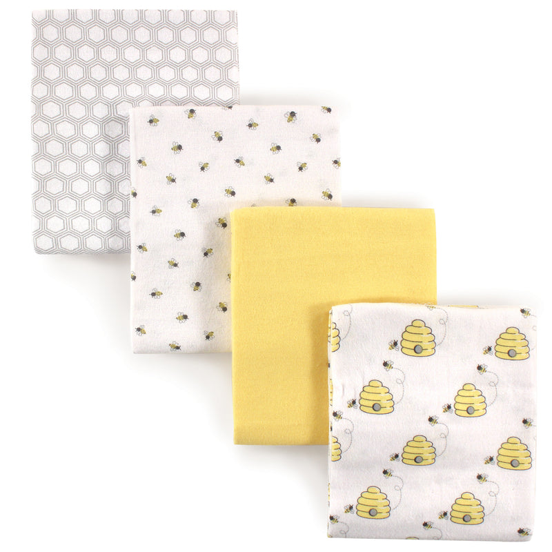 Hudson Baby Cotton Flannel Receiving Blankets, Bee