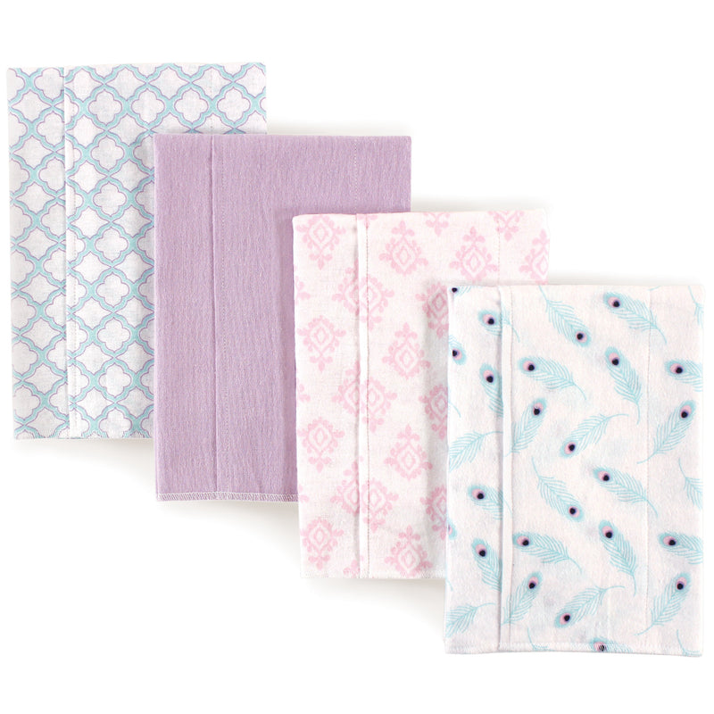 Hudson Baby Cotton Flannel Burp Cloths, Peacock Feather