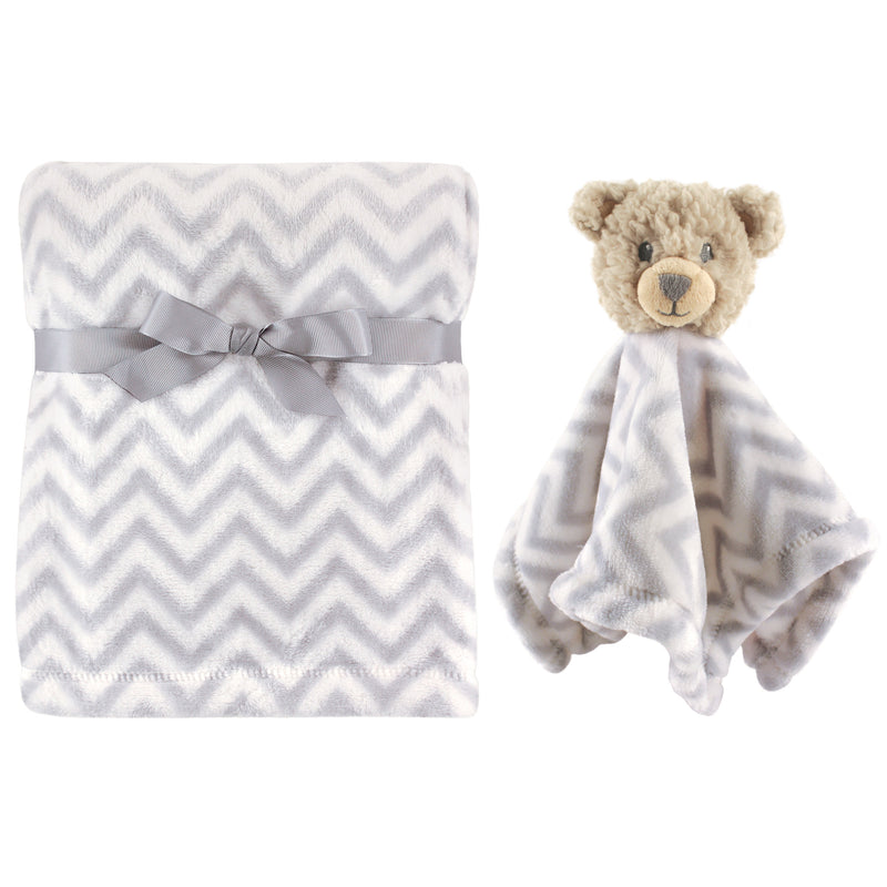 Hudson Baby Plush Blanket with Security Blanket, Bear