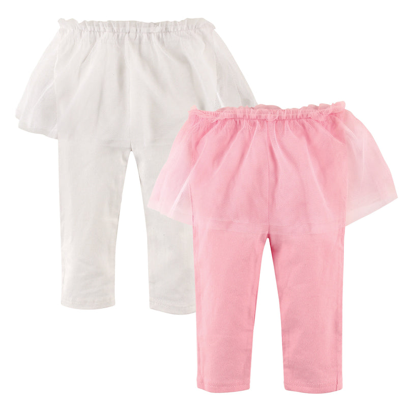 Hudson Baby Cotton Pants and Leggings, Pink White