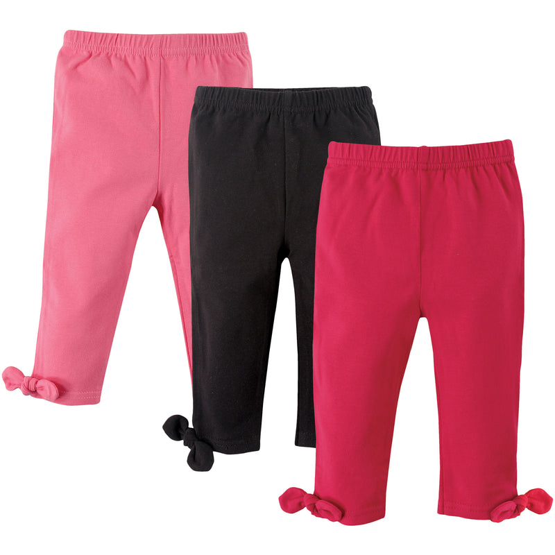 Hudson Baby Cotton Pants and Leggings, Pink Black