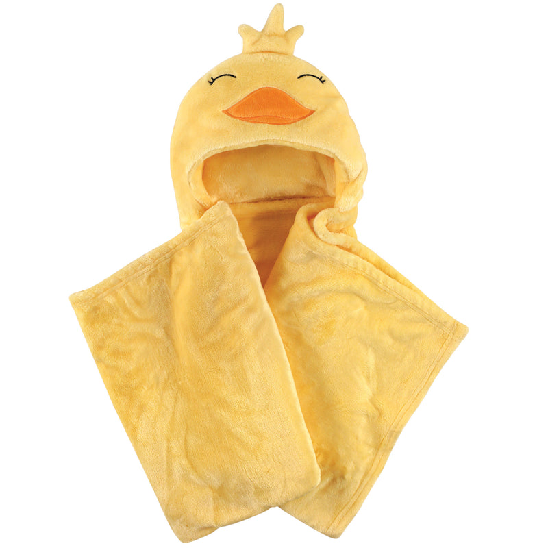 Hudson Baby Hooded Animal Face Plush Blanket, Yellow Duck