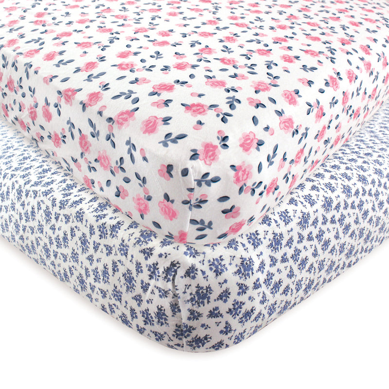 Hudson Baby Cotton Fitted Crib Sheet, Classic Floral