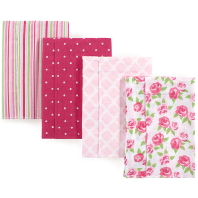 Hudson Baby Cotton Flannel Burp Cloths, Rose