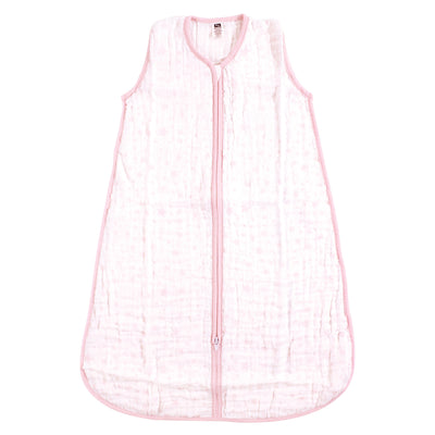 Hudson Baby Muslin Cotton Sleeveless Wearable Sleeping Bag, Sack, Blanket, Pink Stars