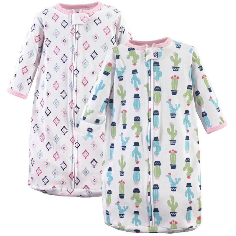Hudson Baby Cotton Long-Sleeve Wearable Sleeping Bag, Sack, Blanket, Girl Cactus
