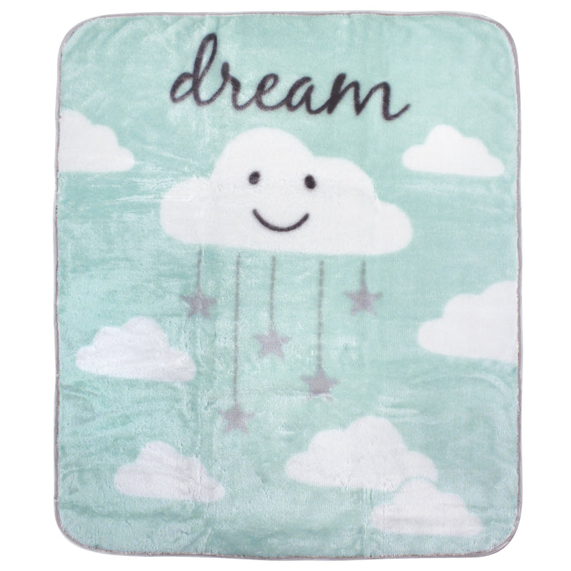 Hudson Baby High Pile Plush Blanket, Mint Cloud