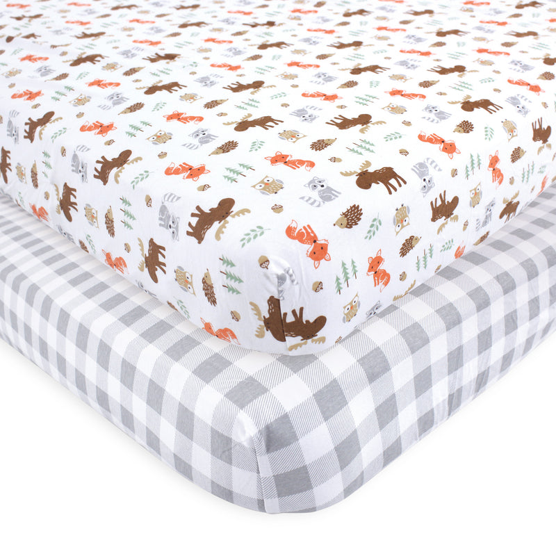 Hudson Baby Cotton Fitted Crib Sheet, Woodland