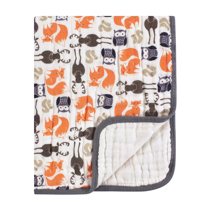 Hudson Baby Muslin Tranquility Quilt Blanket, Forest