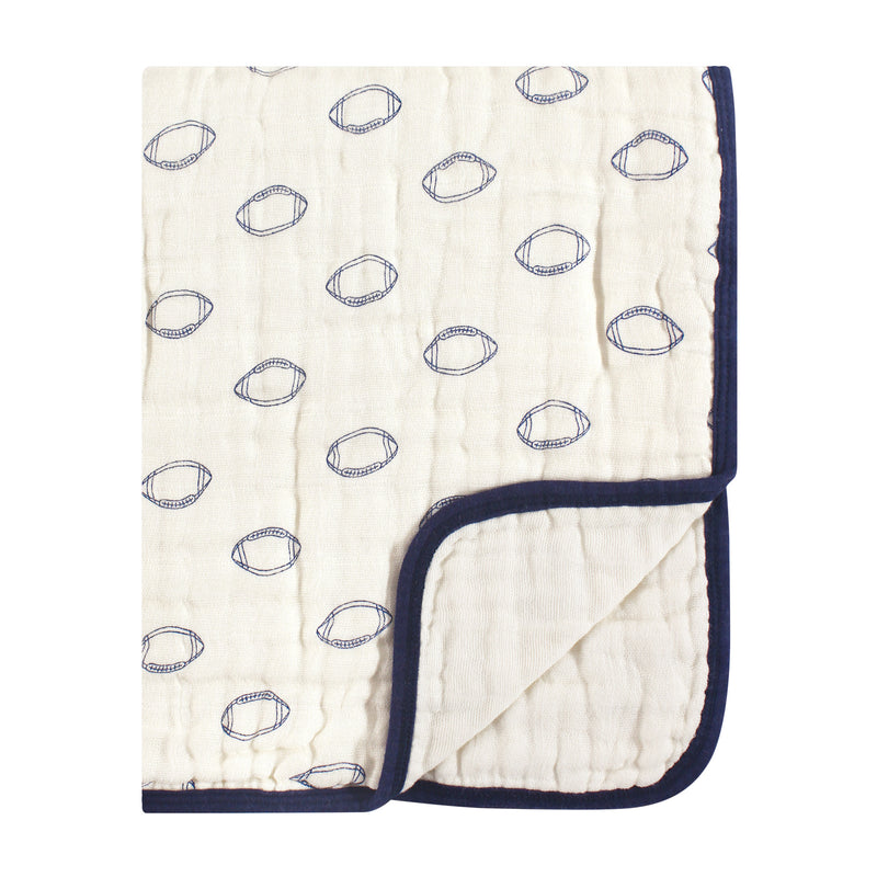 Hudson Baby Muslin Tranquility Quilt Blanket, Football