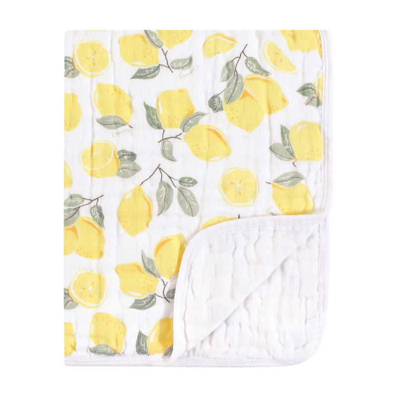 Hudson Baby Muslin Tranquility Quilt Blanket, Lemons