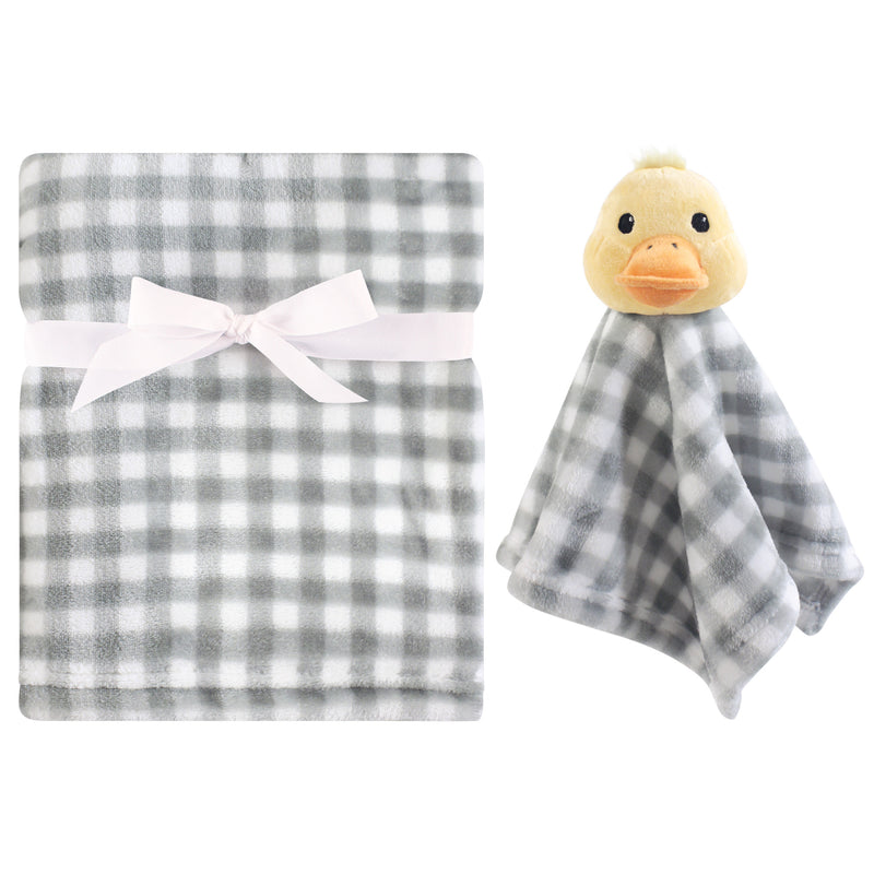 Hudson Baby Plush Blanket with Security Blanket, Duck
