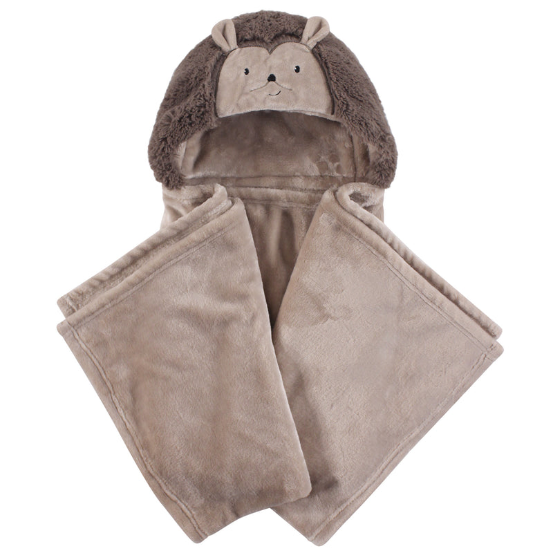 Hudson Baby Hooded Animal Face Plush Blanket, Hedgehog