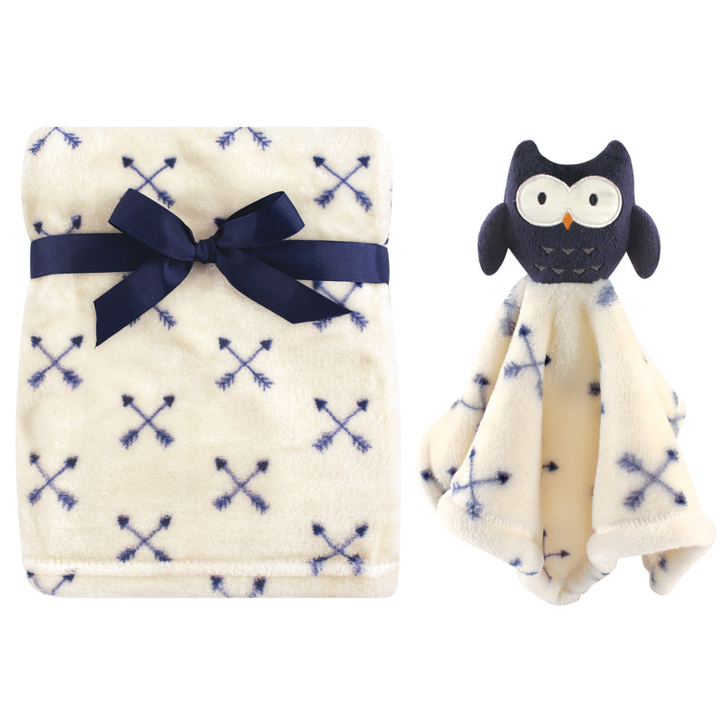 Hudson Baby Plush Blanket with Security Blanket, Blue Owl