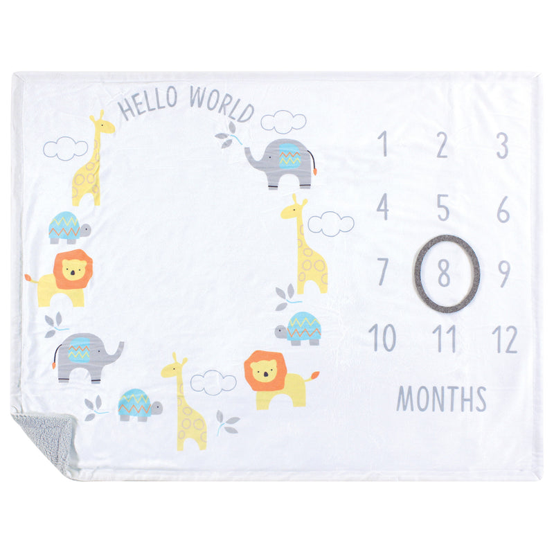 Hudson Baby Plush Holiday and Milestone Blanket, Hello World