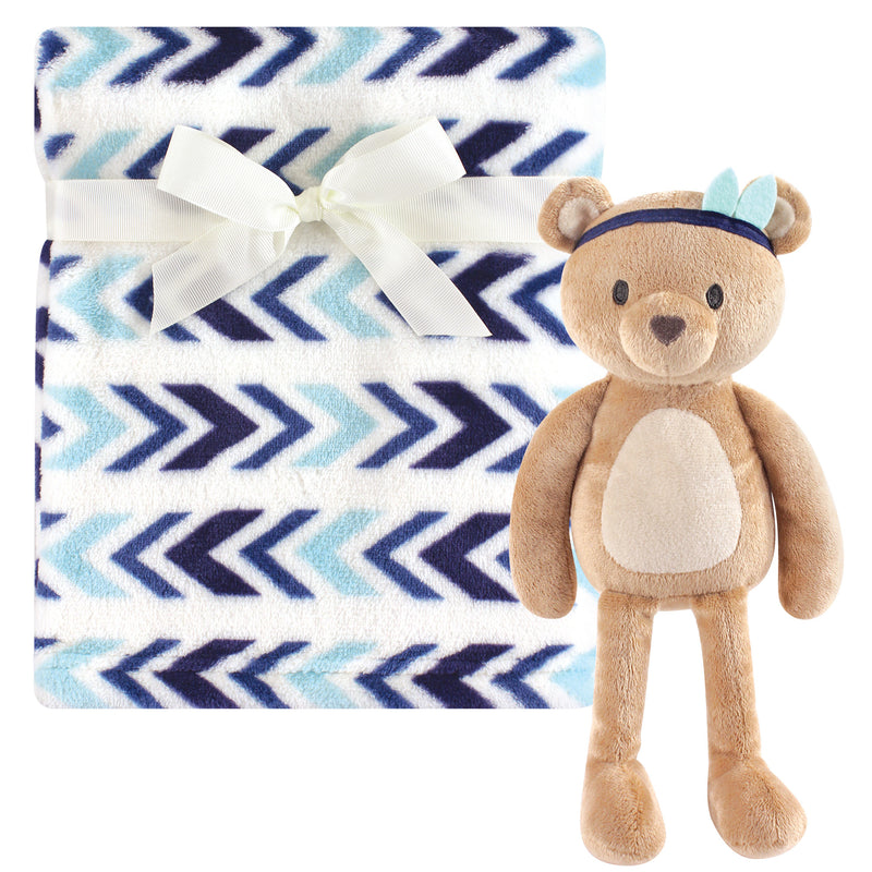Hudson Baby Plush Blanket with Toy, Aztec Bear