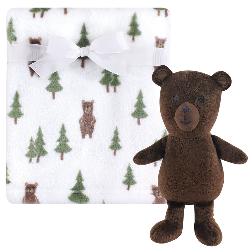 Hudson Baby Plush Blanket with Toy, Forest Bear