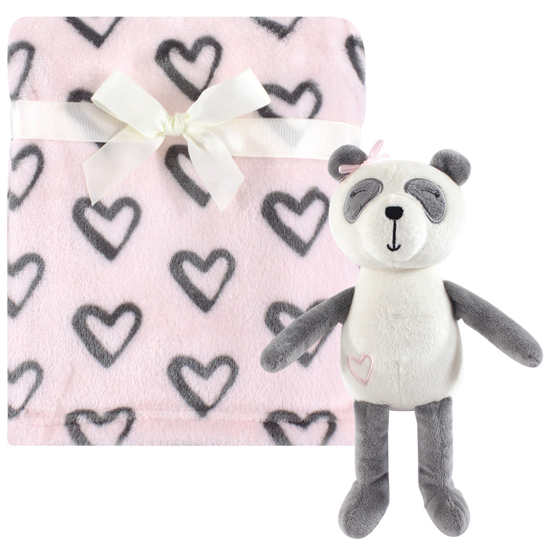 Hudson Baby Plush Blanket with Toy, Miss Panda