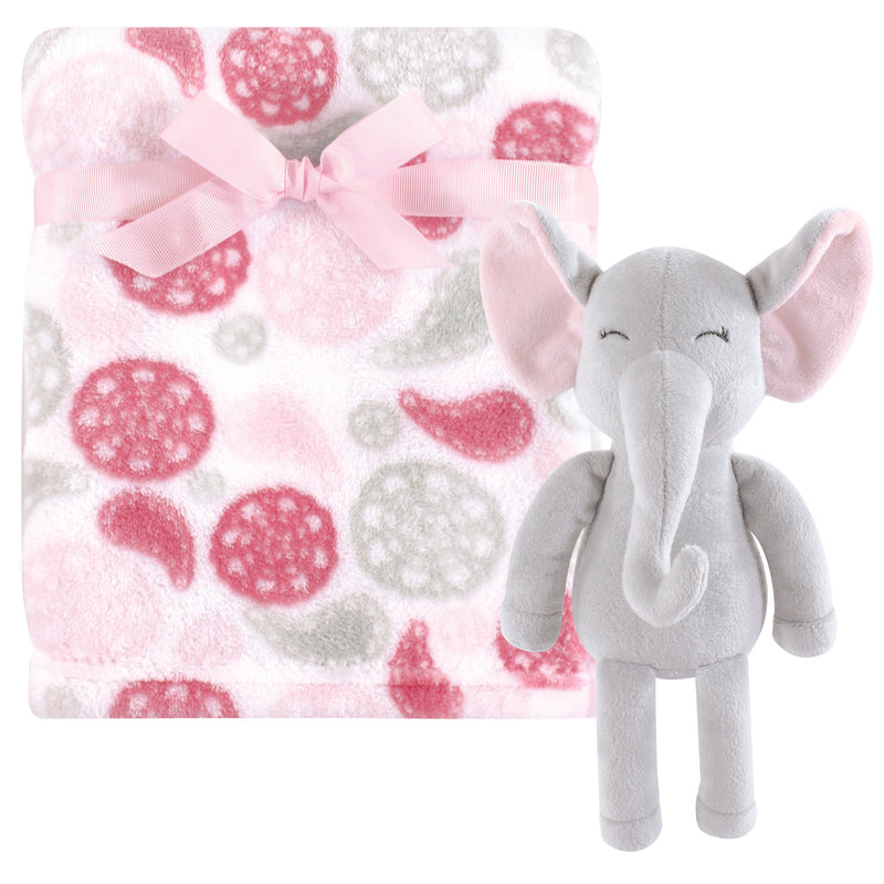 Hudson Baby Plush Blanket with Toy, Paisley Elephant