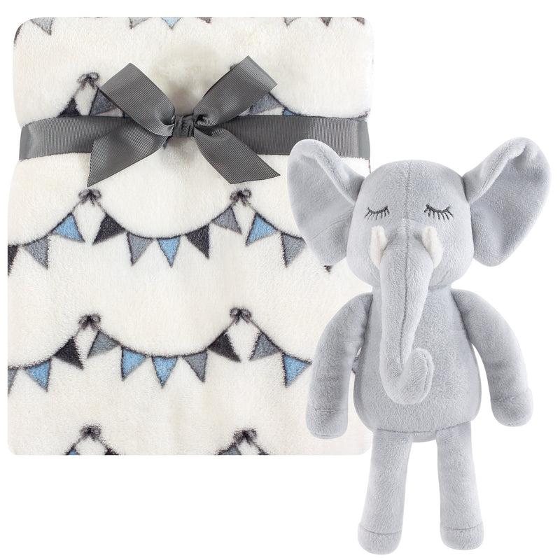 Hudson Baby Plush Blanket with Toy, Modern ElephantÂ 