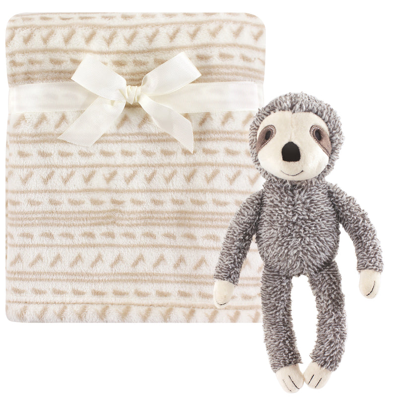 Hudson Baby Plush Blanket with Toy, Sloth