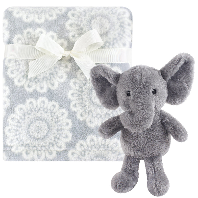 Hudson Baby Plush Blanket with Toy, Snuggly ElephantÂ 