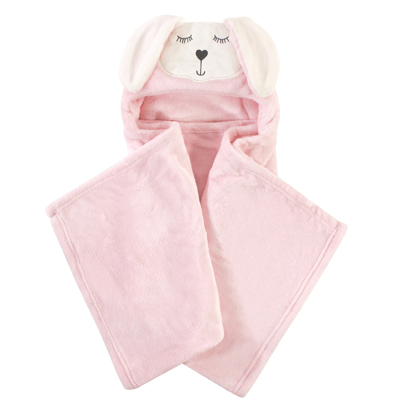 Hudson Baby Hooded Animal Face Plush Blanket, Modern Bunny