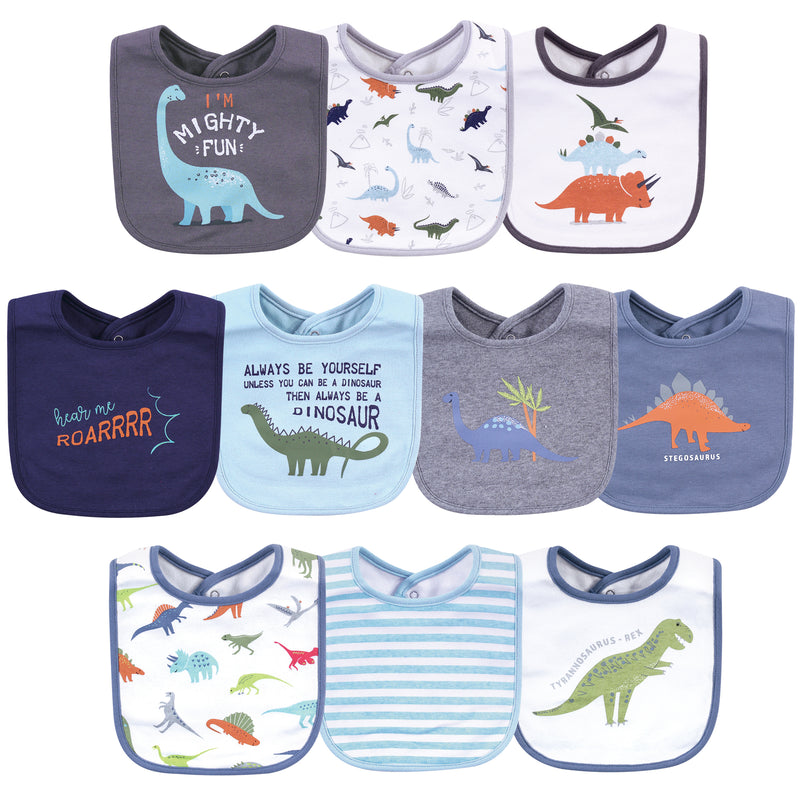 Hudson Baby Cotton Bibs, Dino