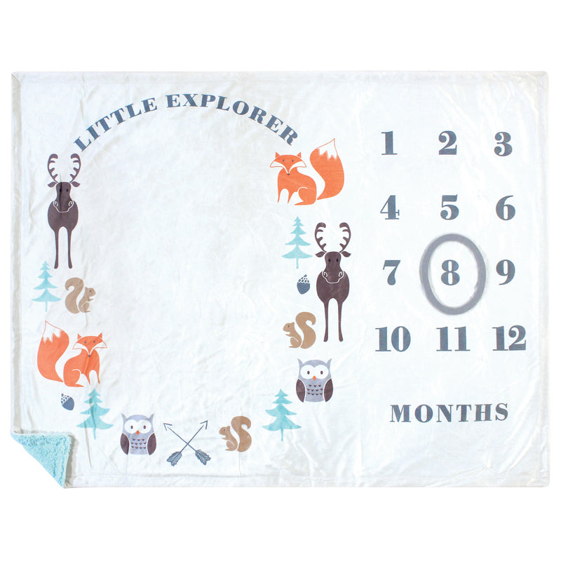 Hudson Baby Plush Holiday and Milestone Blanket, Little Explorer