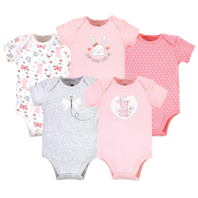 Hudson Baby Cotton Bodysuits, Sweet Bunny