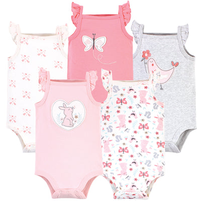 Hudson Baby Cotton Sleeveless Bodysuits, Sweet Bunny