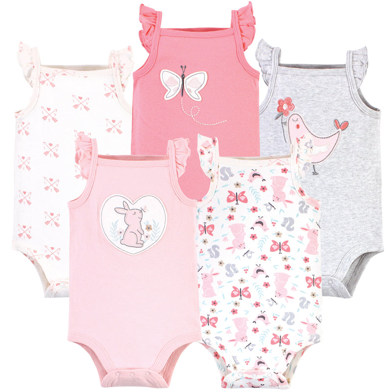 Hudson Baby Cotton Sleeveless Bodysuits, Sweet Bunny