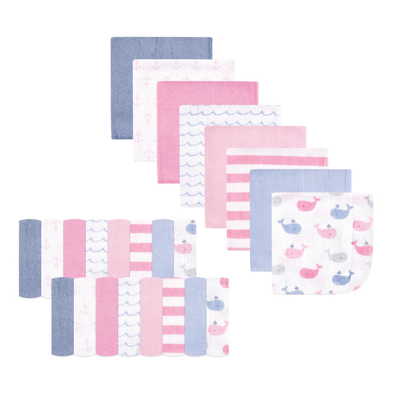 Hudson Baby Rayon from Bamboo Washcloth Bundle, Pink Whale