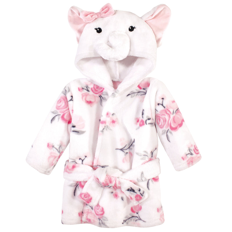 Hudson Baby Plush Animal Face Bathrobe, White Elephant