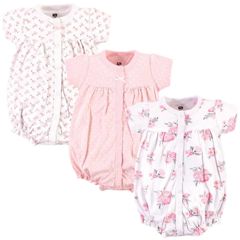 Hudson Baby Cotton Rompers, Pink Floral
