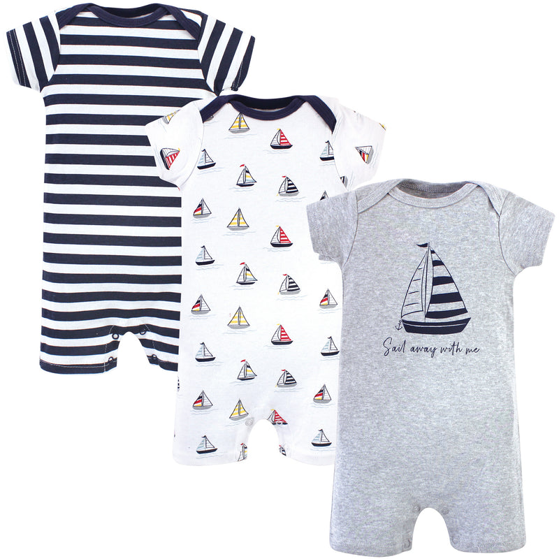 Hudson Baby Cotton Rompers, Sailboat